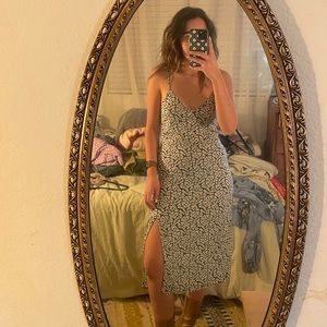 Pacsun LA Hearts Black and White Floral Mid Length Dress with Slit